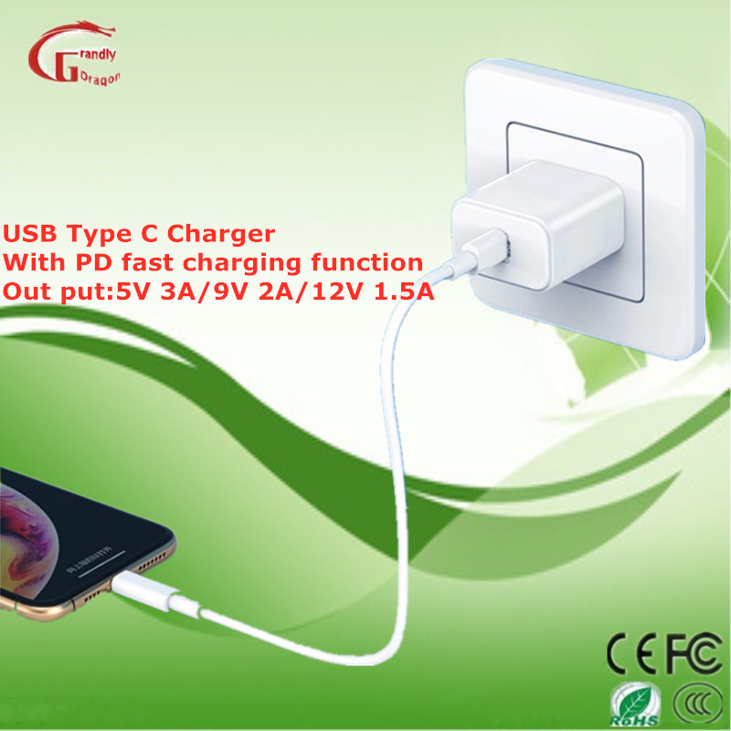 for iPhone 18W Fast Charger Pd USB-C Power Adapter for iPhone 8 Plus X Xs Max 11 PRO Wall Charger